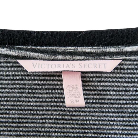 Y2k Vintage Victoria's Secret Black & White Striped Long Sleeve Pajamas Small - Picture 4 of 10